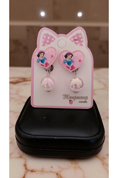 FAMEMUS ACCESSORY أقراط ديزني برينسيس بمشبك مزينة بخرز لامع من الداخل