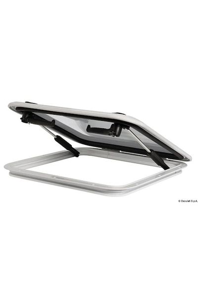 OSCULATI Bomar Contour Hatch Low Profile, 315x445 mm, White Epoxy Aluminum, Smoky Tempered Glass Lens, CE App