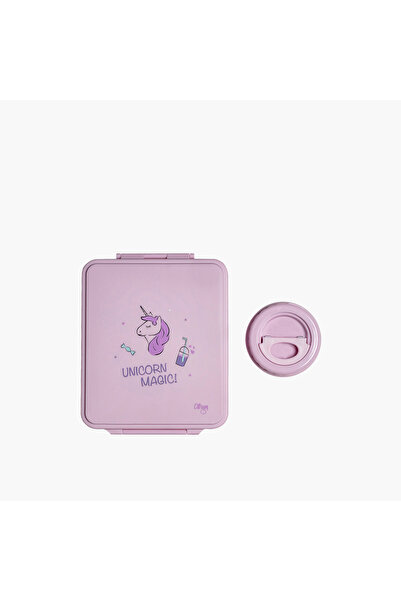 Citron Unicorn Print Sectioned Lunch Box with Clip Lock Lid6 -Month Warranty
