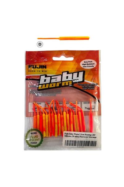 Fujin Baby Worm 5.2cm Floating LRF Silikonu (18 adet) Fluorecent Yelorange