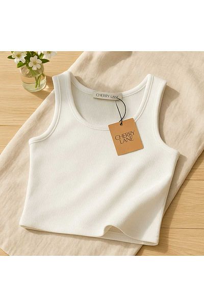 Cherry Lane Cherrylane Women's Burgundy White Khaki Black Camisole Fabric Thick Strap Crop Tank Top