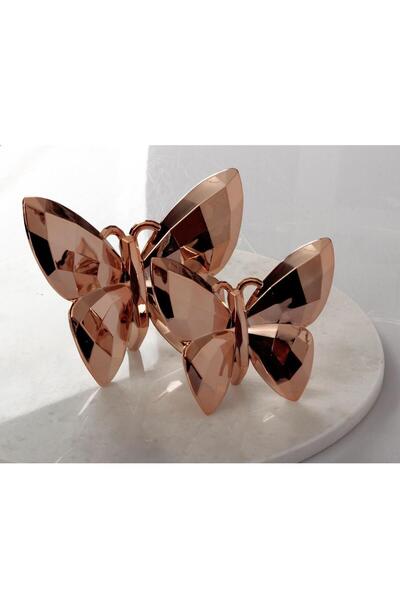 HRD STORE DEKORATİF 2 Lİ KELEBEK SÜS BİBLO AKSESUAR ROSE GOLD