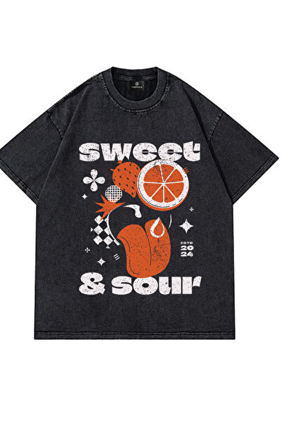 valeriae Tricou unisex oversize, spălat, cu decolteu în formă de cerc