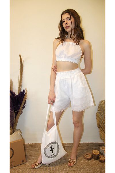 ARİNNASİDE Muslin Summer and Daily Comfortable Tassel Detailed Shorts