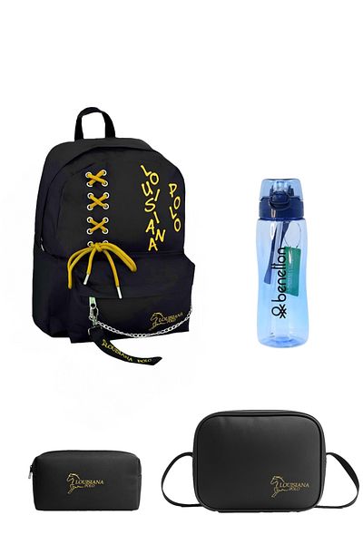 louisiana polo School Set – Bag + Thermal Nutrition + Pen Holder + Blue Flask Yellow 1141