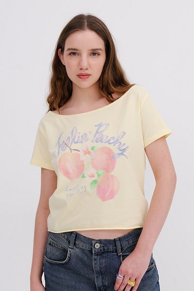 Addax Boat Neck Printed T-Shirt P1793