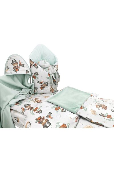 MimiNu Бебешки комплект с 6+1 части, MimiNu, С повивалник, Кърпа, Одеяло