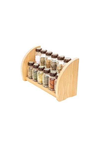 Z-Tools Set de 12 sticle de condimente cu suport din lemn, 30x18x12cm, / EXT9958