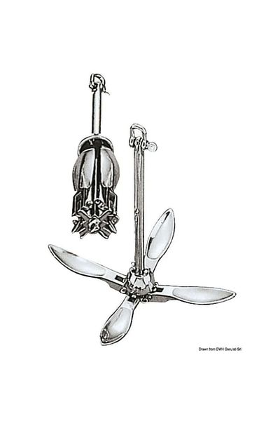 OSCULATI Ancora Grapnel 2.5 Kg, Otel Inoxidabil AISI 316, Lustruit, Sistem Norvegian SAV