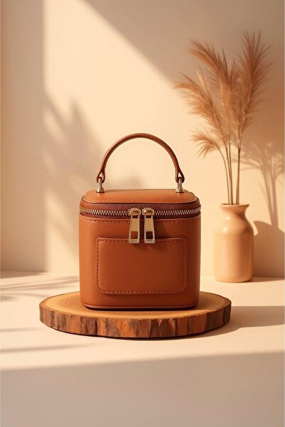 Madamra Tan Women's Mini Box Crossbody Bag – Shiny Pu Leather Hand and Should...