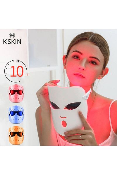 K.SKIN LED Light Therapy Mask – 3 Color Skin Rejuvenation Device for Acne, Wrinkles, Glow