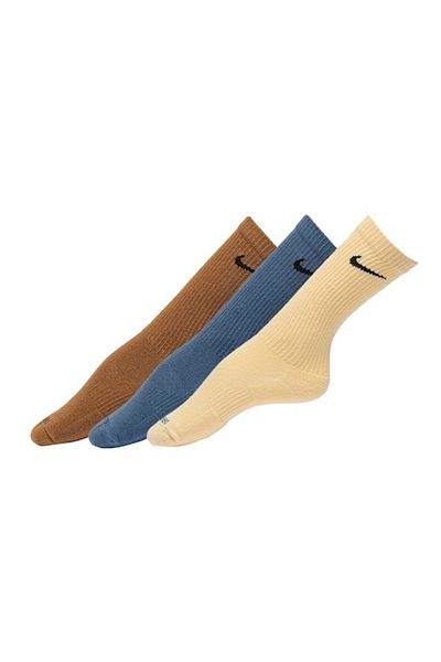Nike Everyday Plus Socks - 3 Pairs, Brown/Dark Blue, Size L