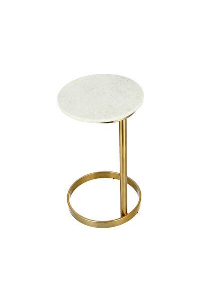 Generic Marble Side Table Sofa Gold And White