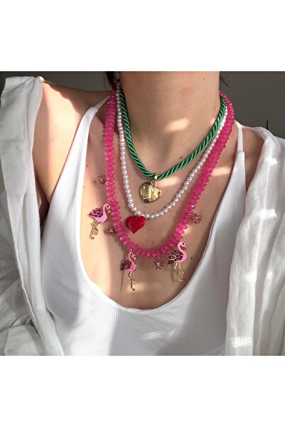 Alice İsstanbul 3lü Filamingo Charmlı Kolye