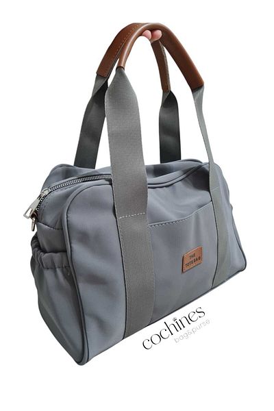 glowfit Portofel din țesătură moale din satin gri pentru femei, de dimensiuni mari, The Totebag, geantă de umăr și de braț