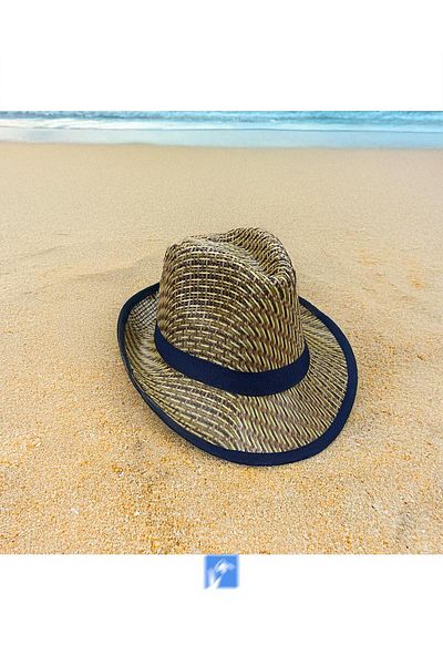 Kardelen Butik Denizli Michael Jackson Model Short Edge Straw Hat (Size 57-58 cm)