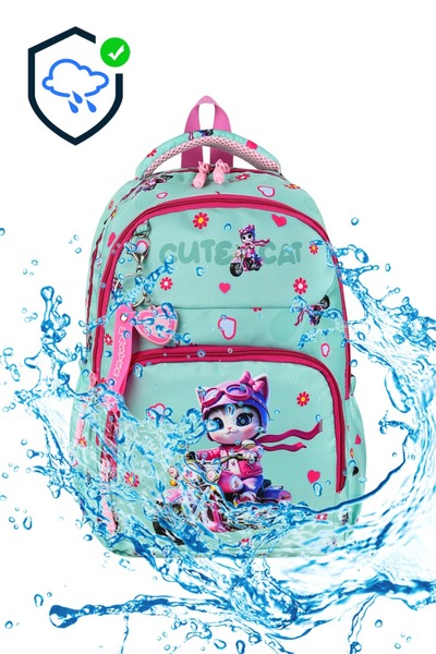 Shopiolog Girl's Primary School Orthopedic Set of 3 Pen Holder Lunch Bag with 3 Compartments Water Bottle