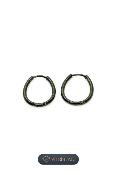 Çelik Unisex Siyah Renk Halka Küpe