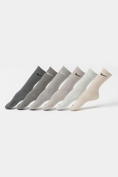 Nike , Set de sosete lungi din amestec de bumbac pentru antrenament - 6 perechi, Gri, Alb murdar, Bej