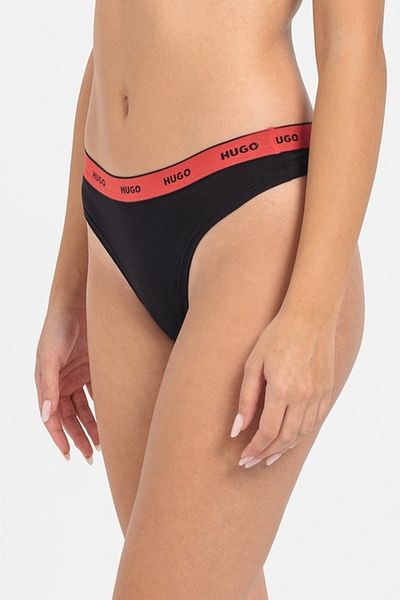 HUGO - Chiloți tanga cu logo, roșii, negri, XL