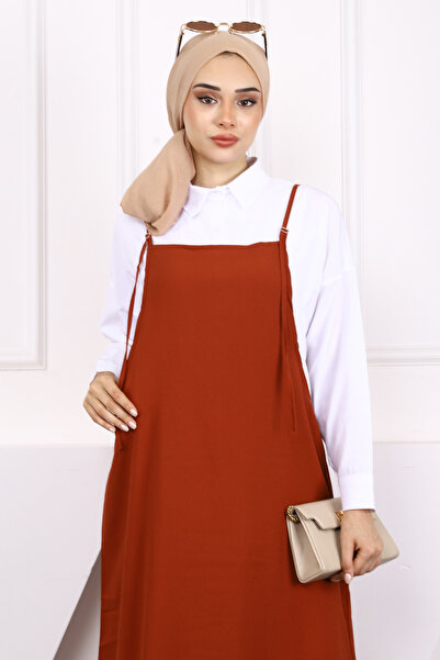 İmajButik Kremit Hijab Gilet Dress