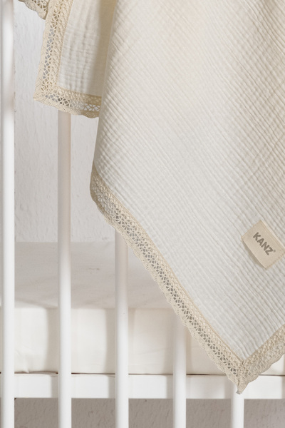 Kanz 100% Cotton Ruffled & Knitted 4-Layer Muslin Baby Blanket