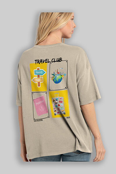Ankhises Travel Club Πίσω εμπριμέ μπλουζάκι Oversize Ανδρικό Γυναικείο 100% βαμβακερό μπλουζάκι με λαιμόκοψη