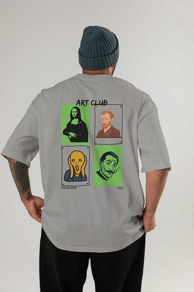 Ankhises Art Club Back Printed Oversize T-Shirt Men Women 100% Cotton Crew Neck T-Shirt