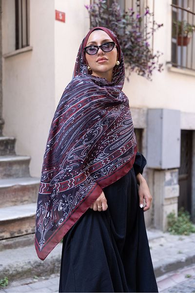 Oxygen Scarfs Ethnic Ivy Pattern Cotton Silk Shawl