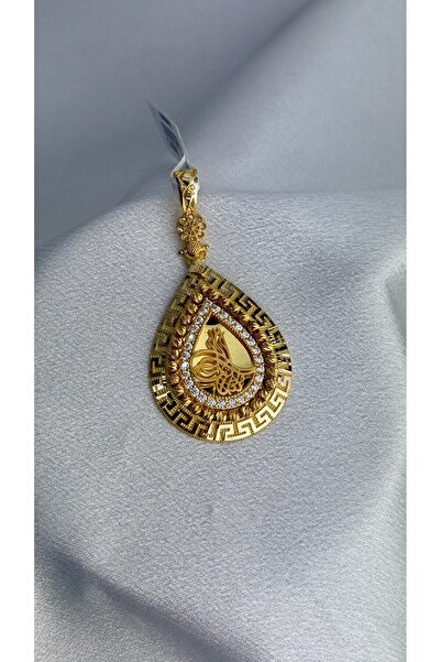 Yamaner Kuyumculuk Dorika Toplu Taşlı Tuğralı Altın Kolye Ucu