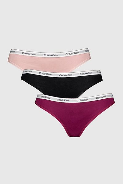 Calvin Klein , Set de chiloți cu logo - 3 perechi, Negru, Crem, Mov prună, S