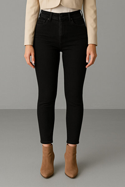 DELDNM Jennie Kadın Siyah Süper Skinny Fit Esnek Likralı Yüksek Bel Denim Jea...