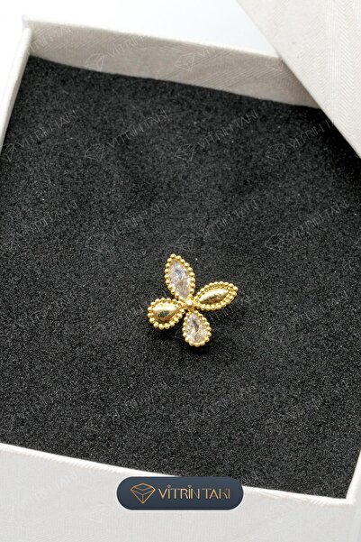 Çelik Yonca Figürlü Altın Renk Tragus Piercing