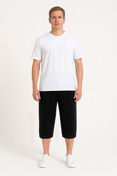 Cottonland Pantaloni capri din bumbac cu două fire JERONIMO pentru bărbați, negri