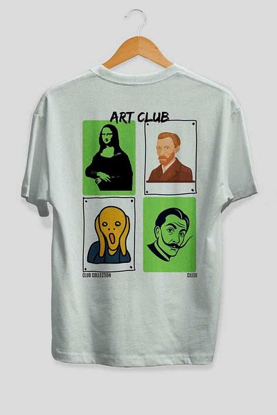 Ankhises Art Club Back Printed Oversize T-Shirt Men Women 100% Cotton Crew Neck T-Shirt
