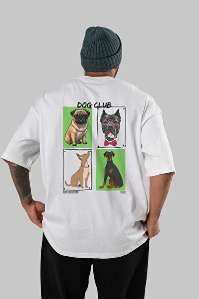 Ankhises تي شيرت كبير الحجم مطبوع من Dog Club للرجال والنساء مصنوع من القطن ب...