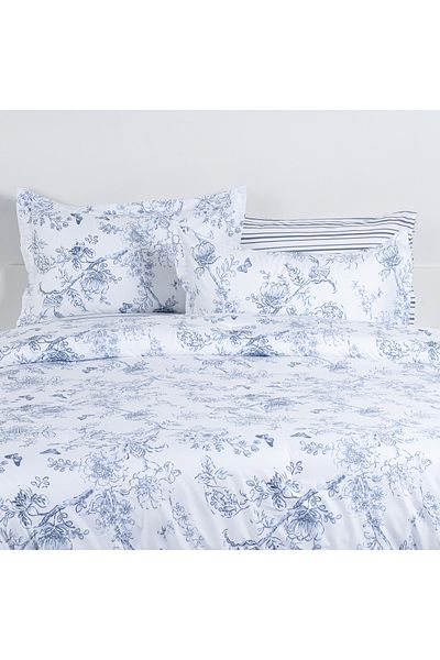 Cottage icy floral 6pc comforter super king blue 250*260 cm