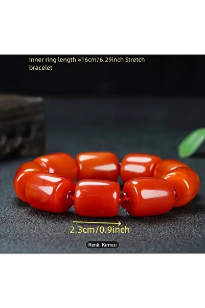 ORGANICYOU ZHOUS Ziquexsite Vintage Esintili Kırmızı Kehribar Boncuklu Bileklik Elastik Kordonlu