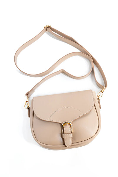 Glowfit Shine Your Shape Women's Beige Color Covered Crossbody Bag with Buckle and Belt
