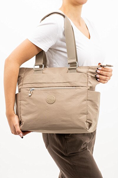 Paul Brand Women's Multi-Eye Water Resistant Clinker Fabric Khaki Cross Strap Hand and Shoulder Bag Pbs4003