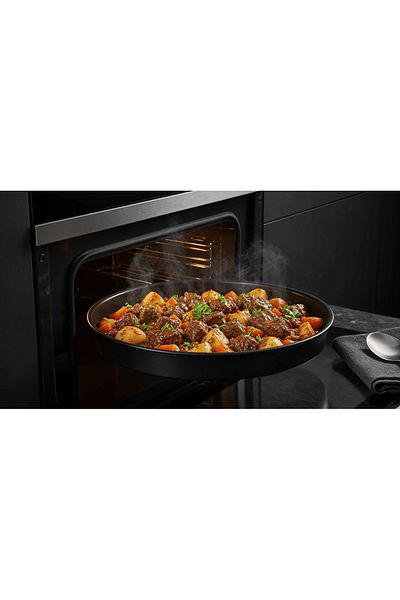 COOK-LAB Set of 6 20-24-26-28-30-32 cm Black Glossy Enamel Round Oven Tray