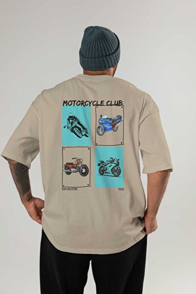 Ankhises Motociklistički klub Leđa Štampano Bež Oversize kroj T-shirt Muškarc...