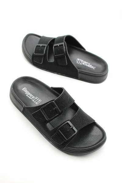 Katrem Orthopedic Double Buckle Gold Buckle Shiny Women's Slippers