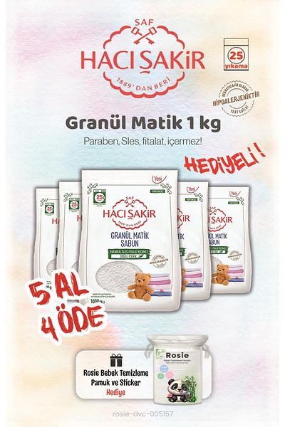 Hacı Şakir Buy 5 Pay 4 1 kg Granules Matic Laundry Detergent and Rosie