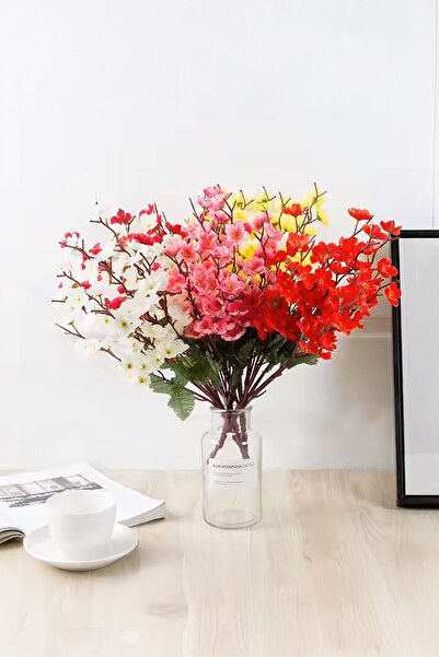 Buka Shops 9 Dallı Yapay Erik Çiçeği Demeti - (Plum Blossom) - 42 cm - 81 Çiçekli - Sarı