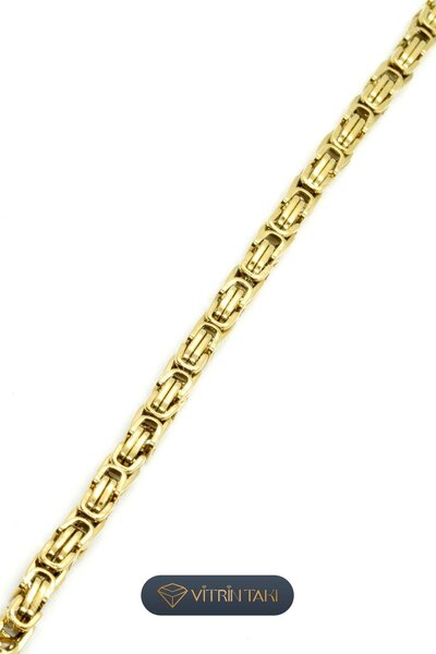 Çelik Altın Renk Erkek Kral Zincir Bileklik