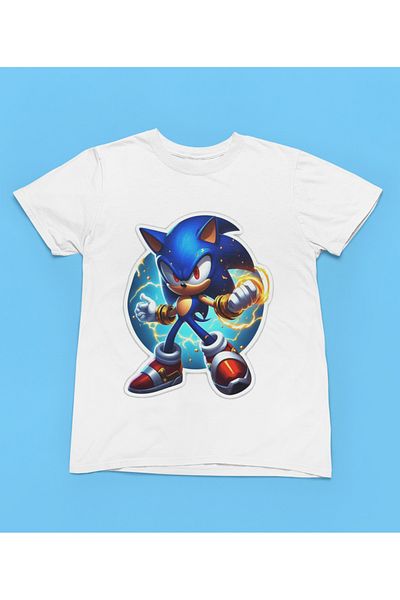 MAGORS Tricou pentru copii cu imprimeu SONIC Style-X, 100% BUMBAC, NEGRU, ALB, ROȘU, GALBEN