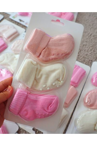 TinyAlp 3 Pack Newborn Organic Cotton Soft Baby Soft Colored Socks