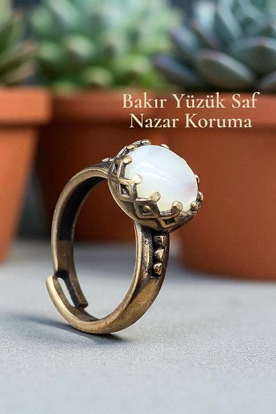 NBS Beautiful Naturel Stones Ring Pure Copper Adjustable Stone Special Design (Daily, Gift, Special Occasions)