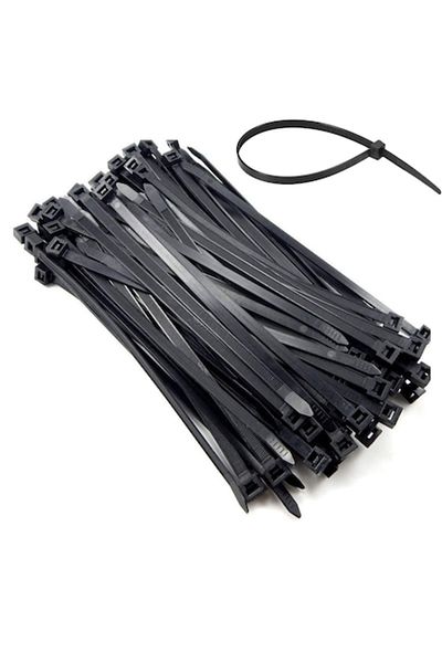 dalip Set 100 de cleme de cablu pentru organizare, Dalip, dimensiuni 100 x 2,5 mm, plastic, negru